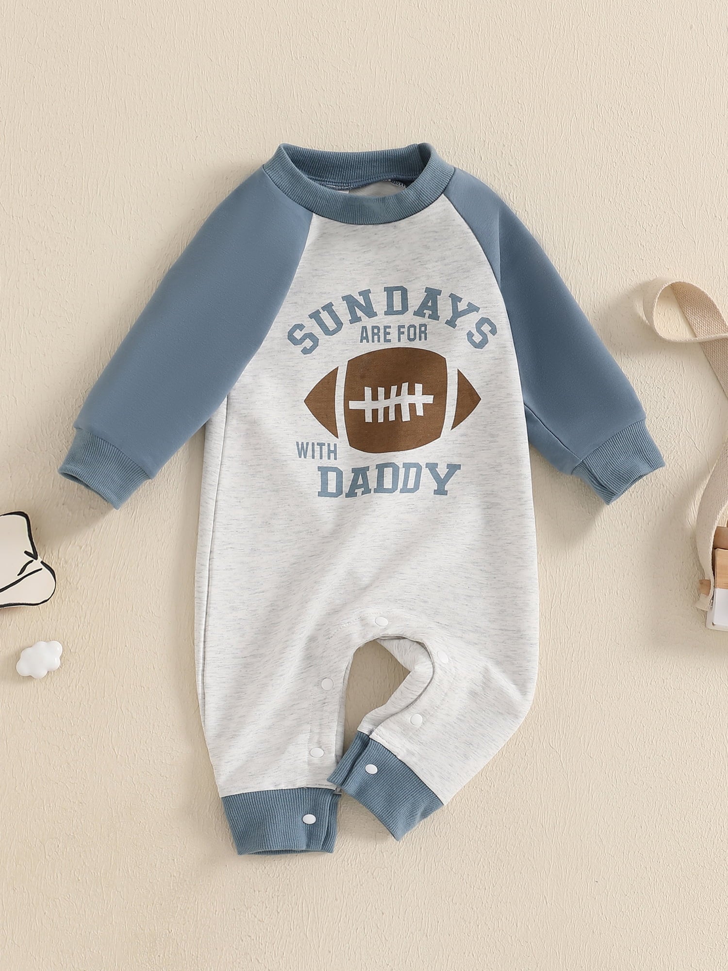 Newborn Baby Boy Football Season Jumpsuit Sundays are for Football with Daddy Sweatshirt Romper Playsuit Fall Clothes