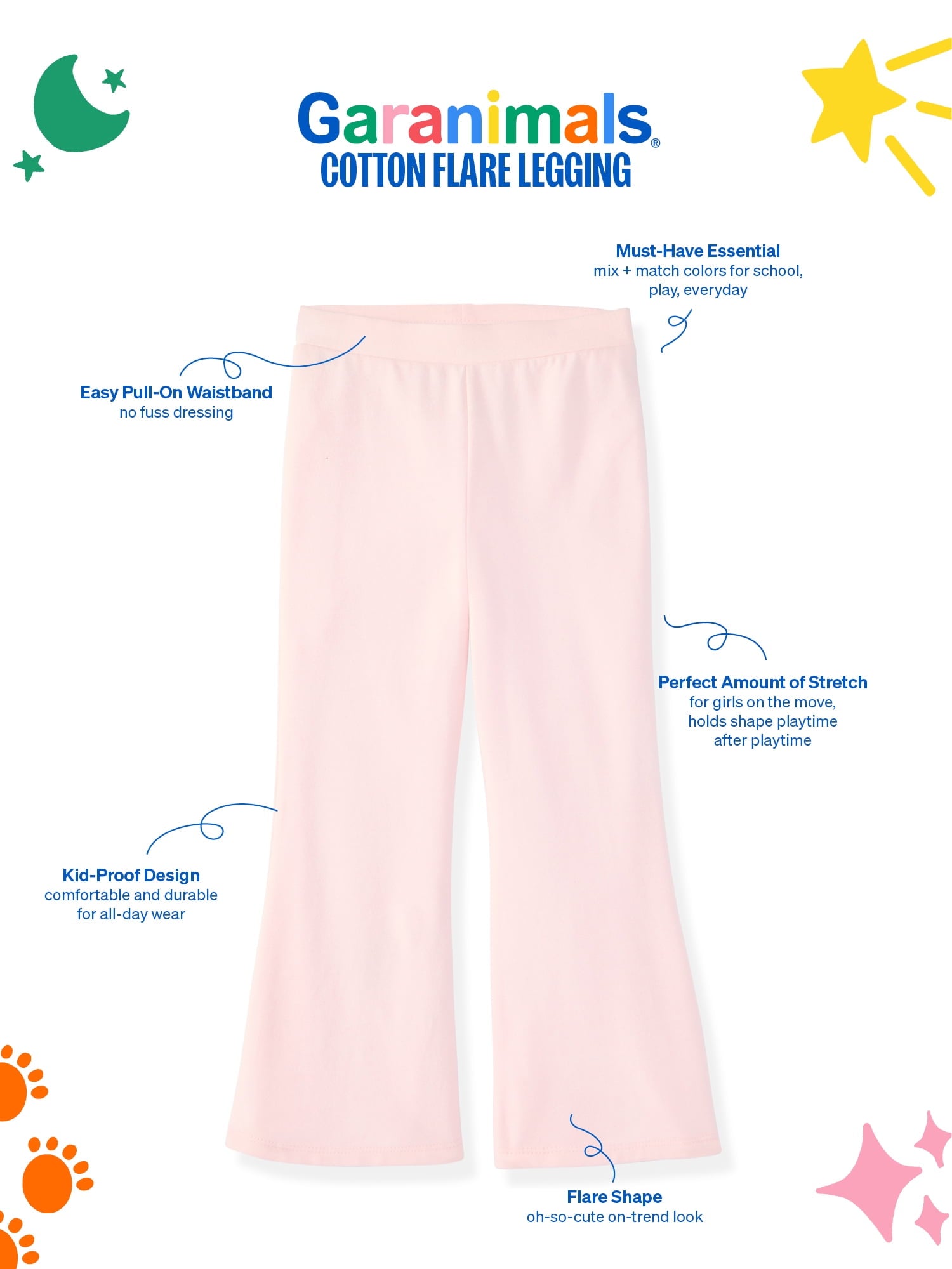 Garanimals Baby & Toddler Girl Cotton Pull-On Flare Leggings, 0M–6T