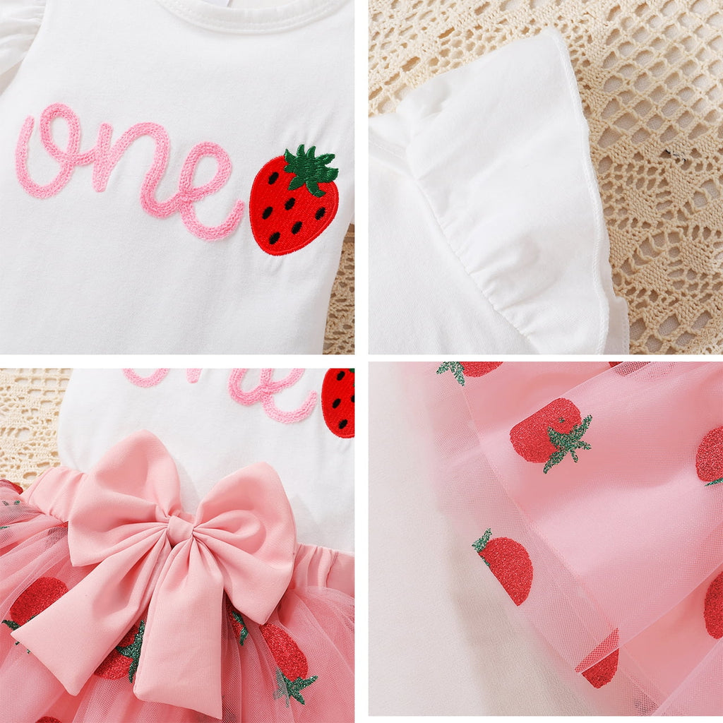 Younger Tree Baby Girl My First Birthday Dress Outfit Cute Short Sleeve Top Pink Princess Tutu Skirt Set for 12-18 Months