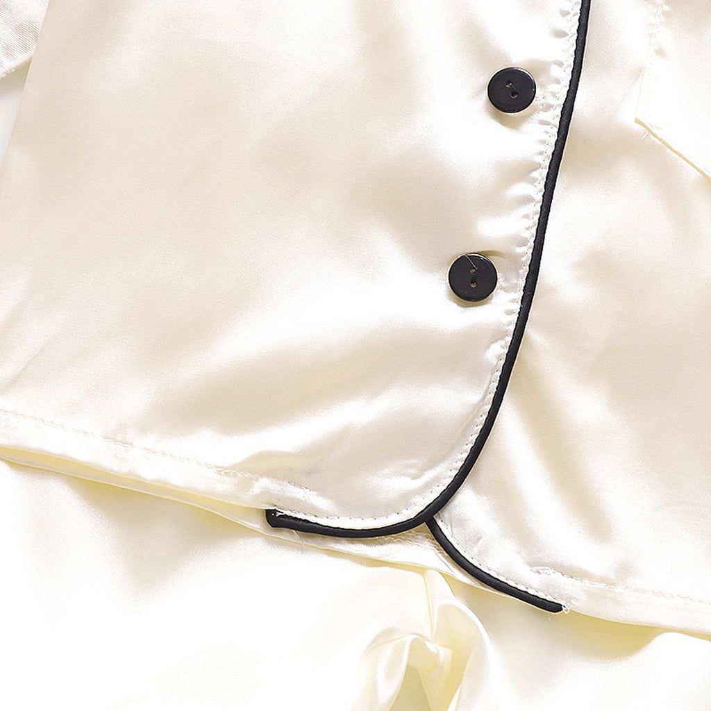 biudgviw Boys Girls Outfits Fall Comfy Collared Long Sleeve Buttons down Shirts Soft Wide Leg Pants 2 Piece Lounge Sets for Children