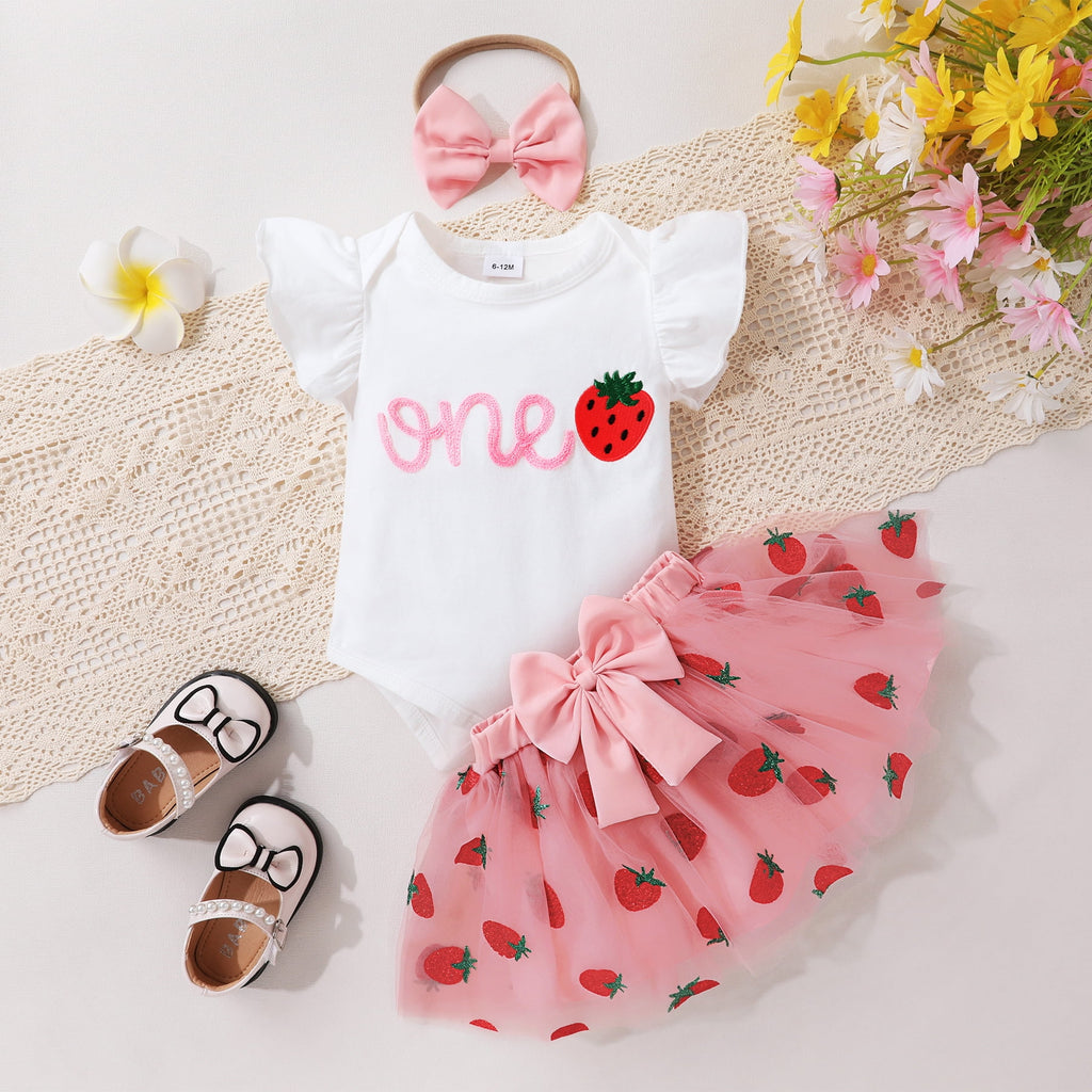 Younger Tree Baby Girl My First Birthday Dress Outfit Cute Short Sleeve Top Pink Princess Tutu Skirt Set for 12-18 Months