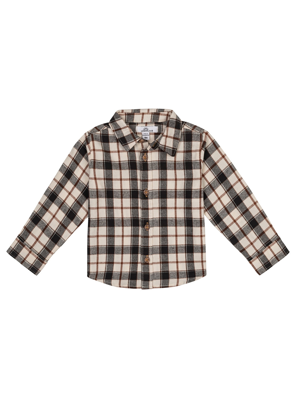 Wonderluxe Baby Boys' Long Sleeve Flannel Shirt and Pant, 2-Piece Set, Sizes 0-3M-24M