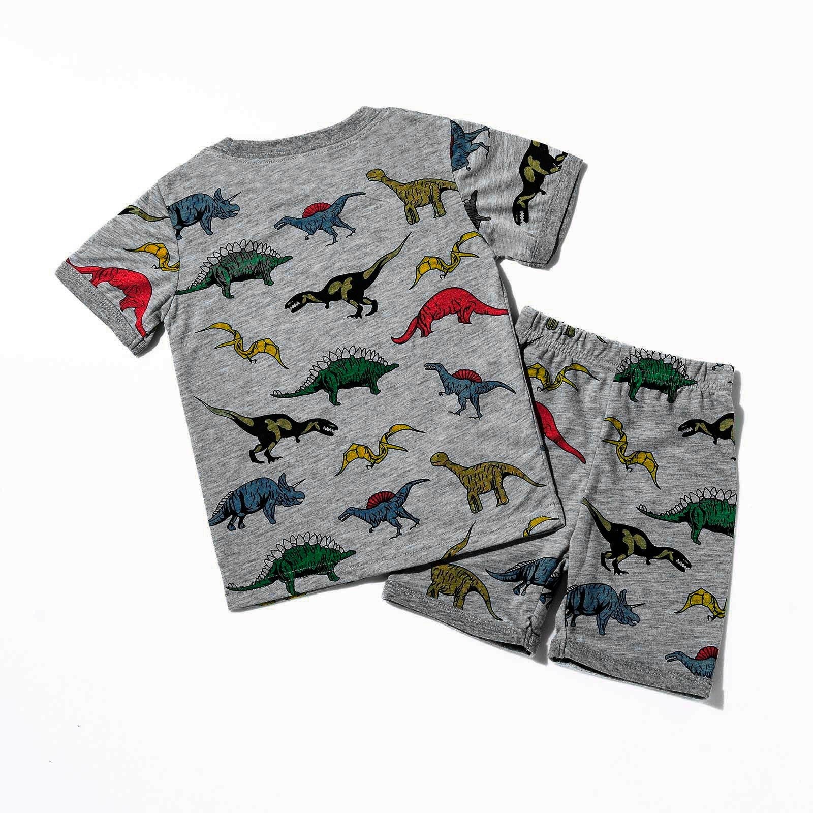 TOWED22 Toddler Boy Shorts Set - 2 Piece Short Sleeve Graphic Tees and Stretch Shorts for Boys - Toddler Summer Clothes(Grey,4-5 Y)