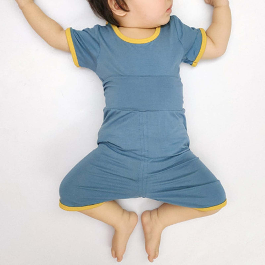 Unisex Baby Romper Jumpsuit Organic Cotton One-piece Summr Short Sleeve Shortall Toddler Boys Girls Casual Solid Coverall Overalls Navy qILAKOG Size 10-16 Months