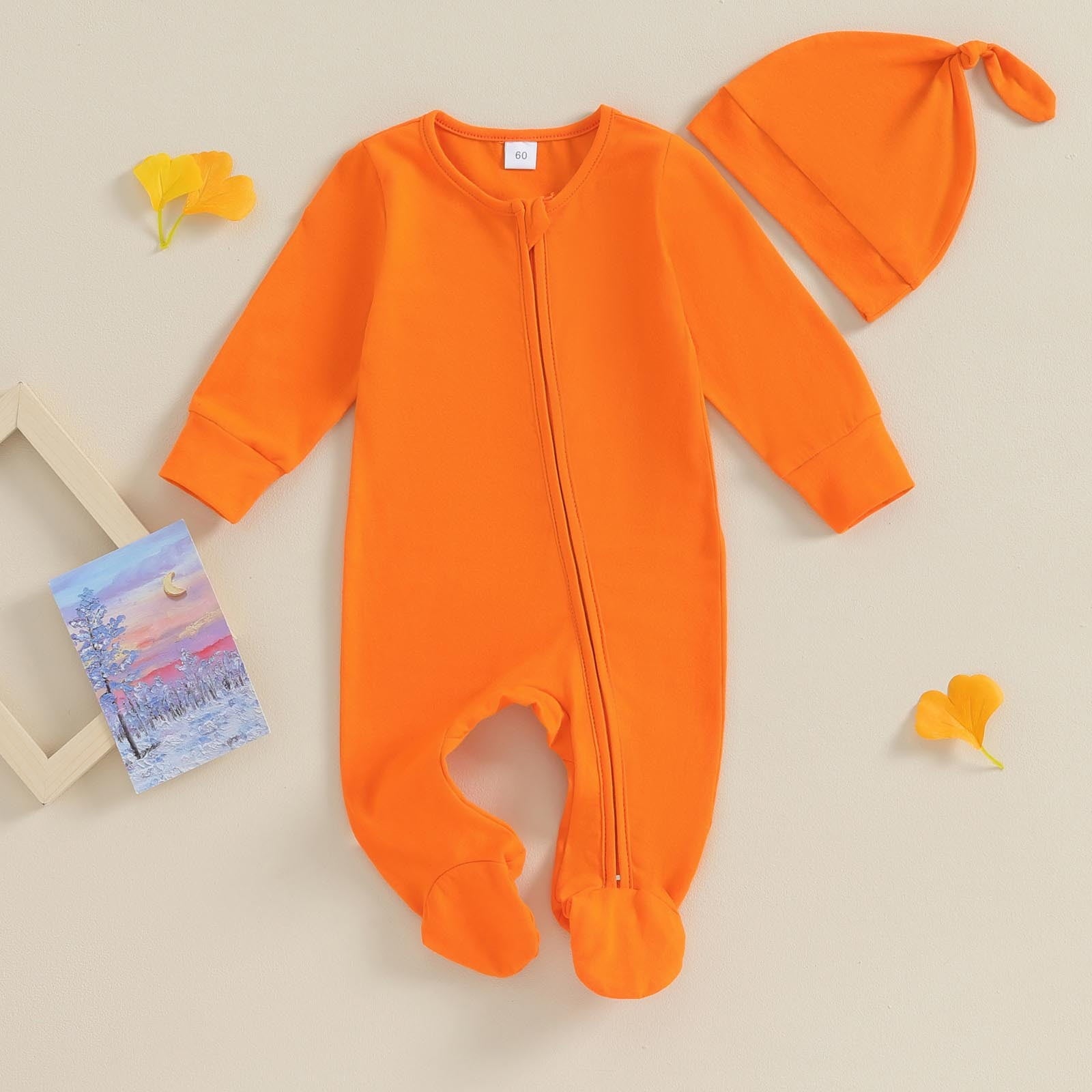 SHTXOZHI Infant Baby Boys Girls Footies Newborn Long Sleeve Zipper Footed Romper with Hat