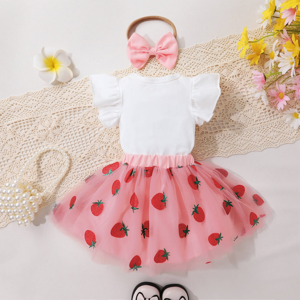 Younger Tree Baby Girl My First Birthday Dress Outfit Cute Short Sleeve Top Pink Princess Tutu Skirt Set for 12-18 Months