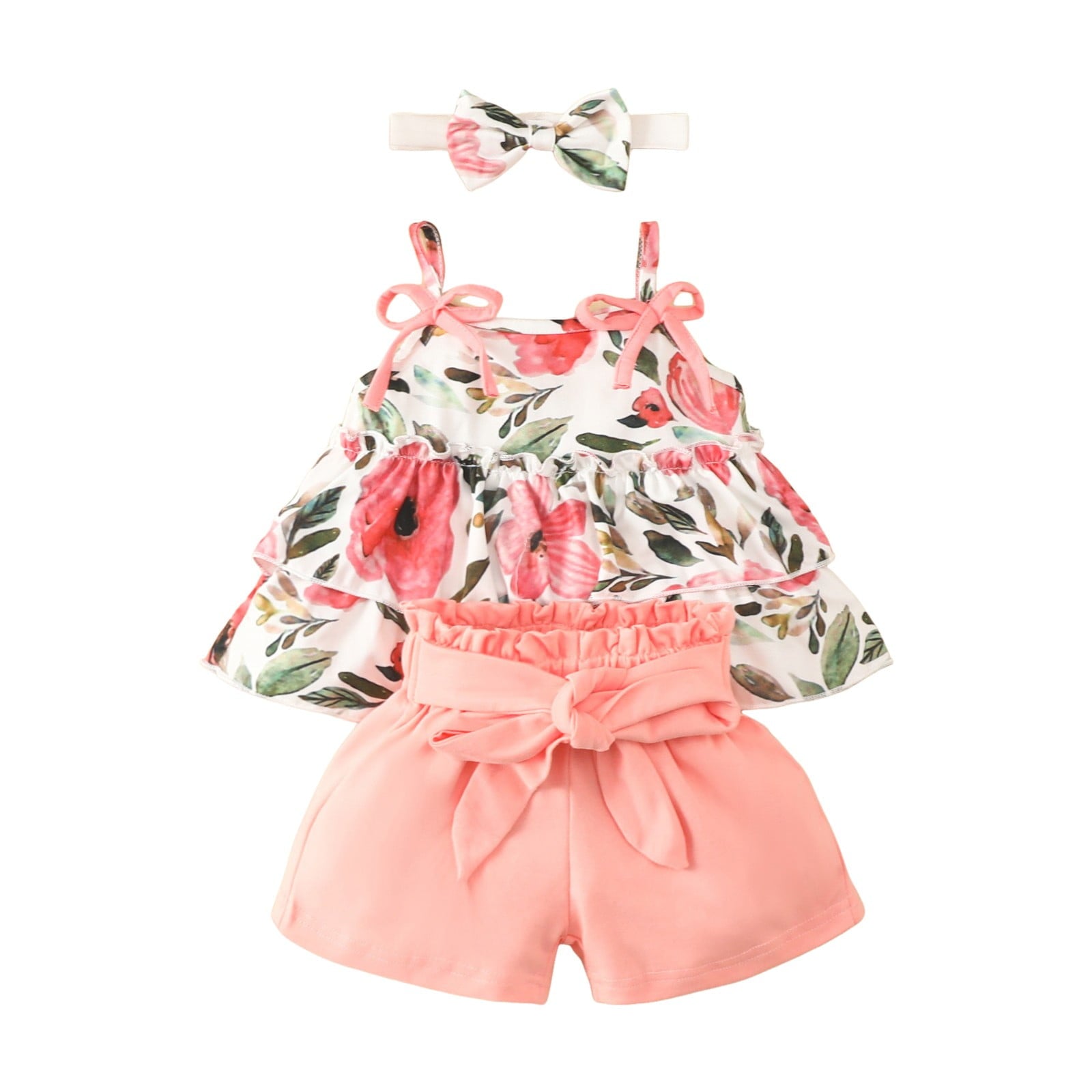 Caqnni Toddler Baby Girl Summer Clothes Outfit Funny Letter T Shirt Top Short Set Infant Girl Clothes 6 12 18 months 2T 3T Shorts Set Blue 9-12 Months