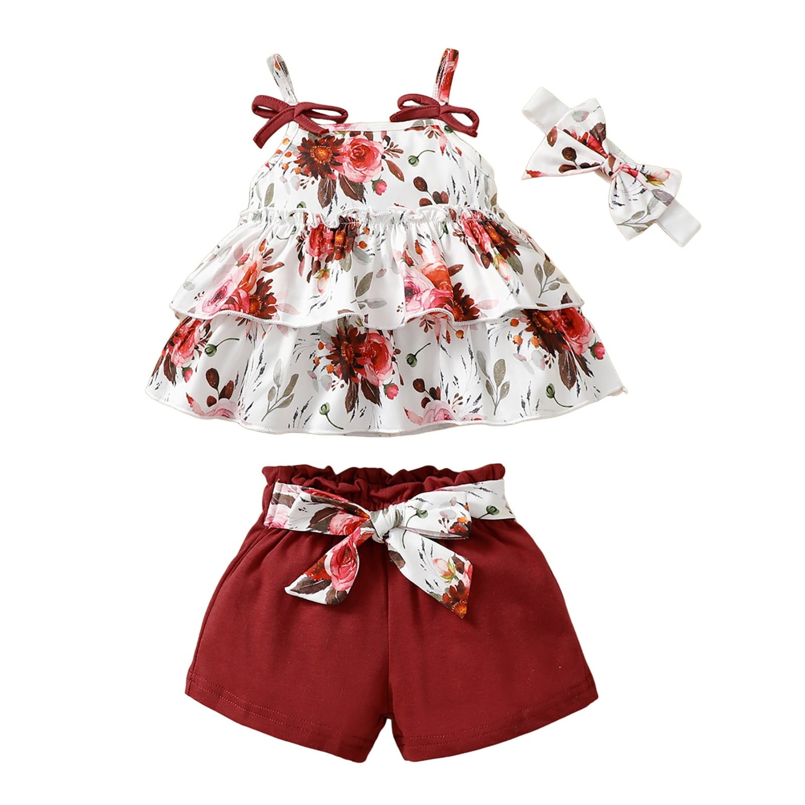 Caqnni Toddler Baby Girl Summer Clothes Outfit Funny Letter T Shirt Top Short Set Infant Girl Clothes 6 12 18 months 2T 3T Shorts Set Blue 9-12 Months