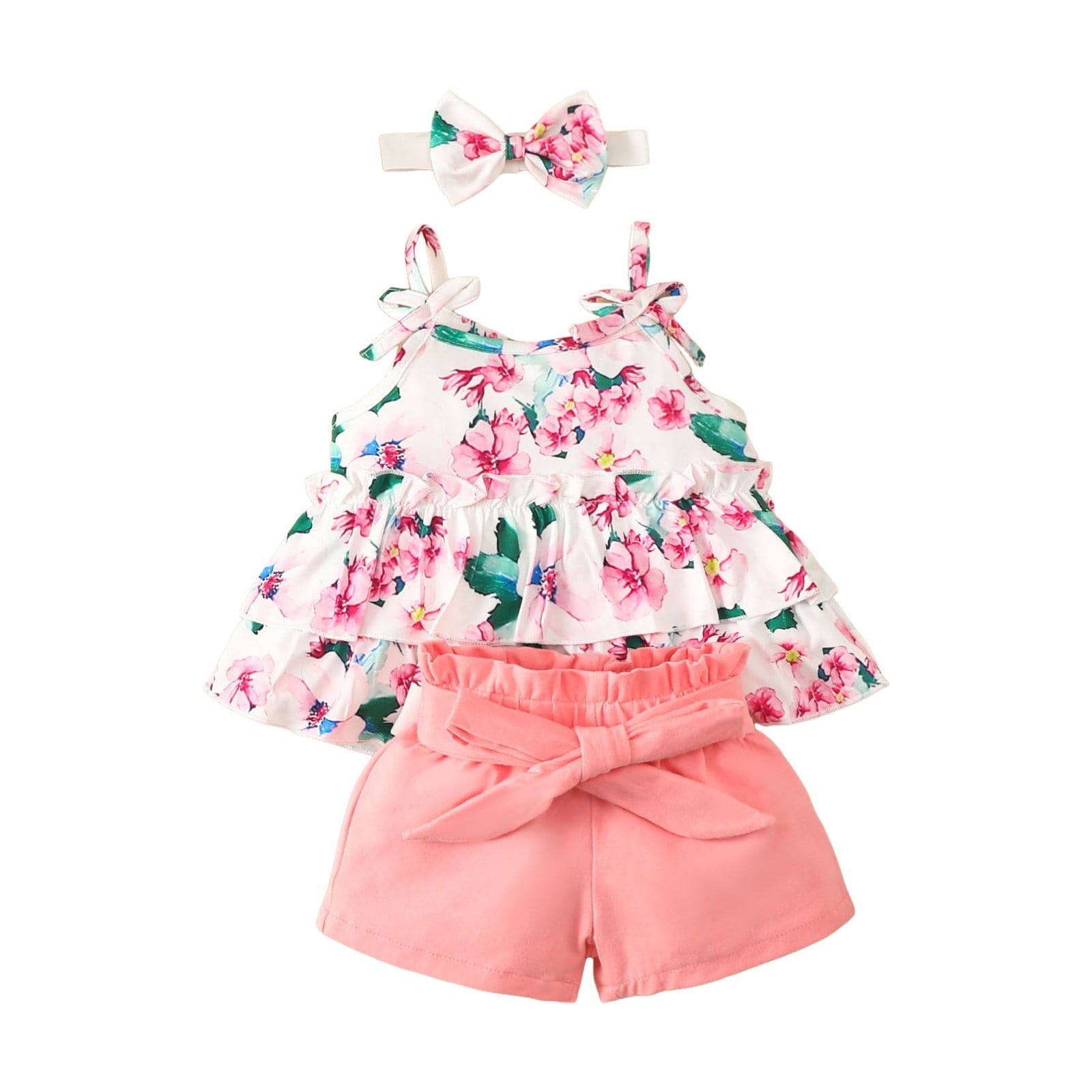 Caqnni Toddler Baby Girl Summer Clothes Outfit Funny Letter T Shirt Top Short Set Infant Girl Clothes 6 12 18 months 2T 3T Shorts Set Blue 9-12 Months