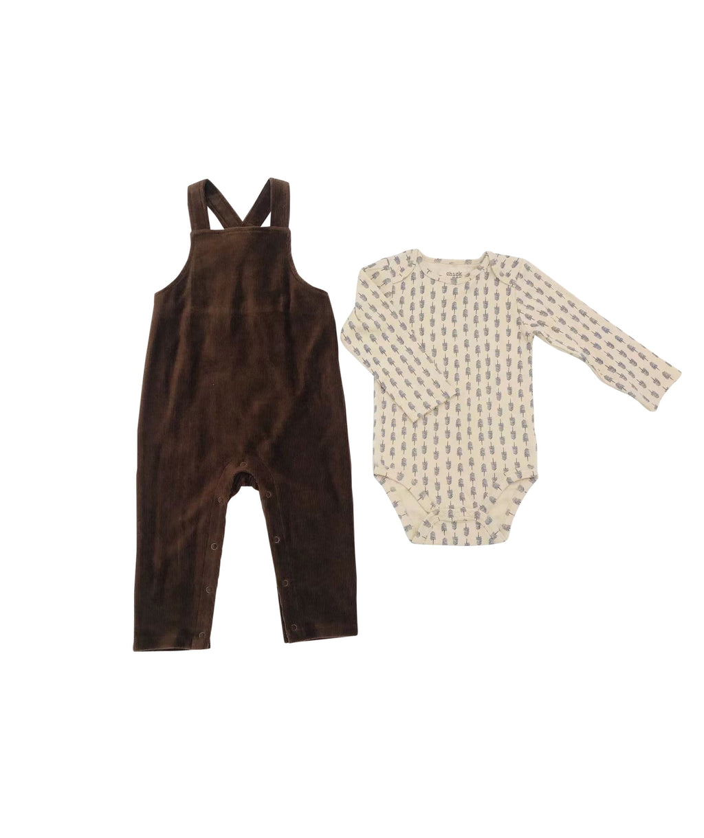 Chick Pea Baby Girl 2 Pc Overall Outift Set, Sizes 12 Months-24 Months