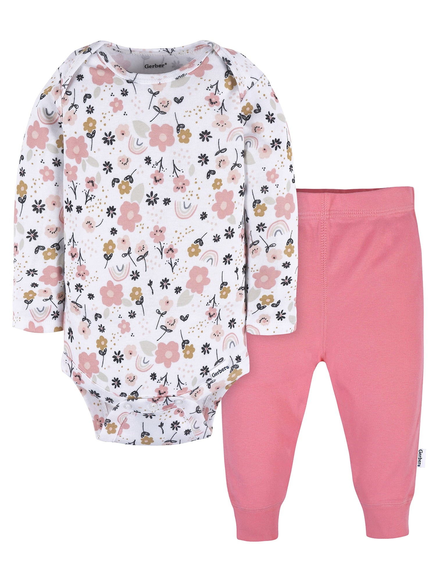 Gerber Gender Neutral Long Sleeve and Pant Outfit Set, 2-Piece, Sizes 0/3 Months - 12 Months