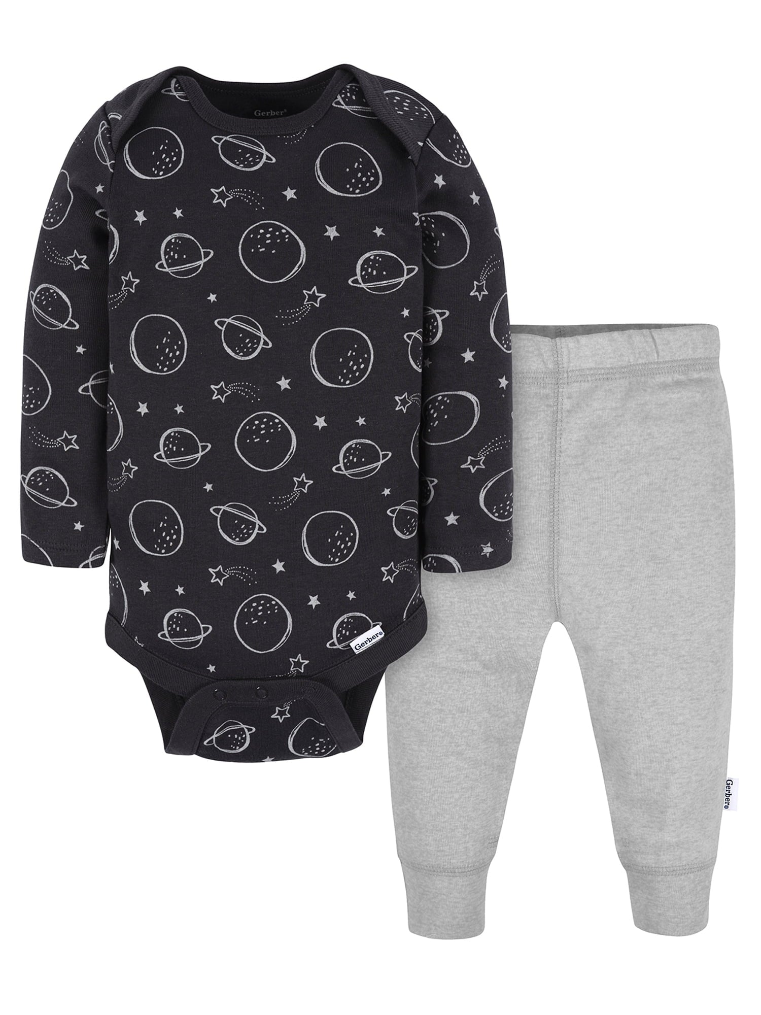 Gerber Gender Neutral Long Sleeve and Pant Outfit Set, 2-Piece, Sizes 0/3 Months - 12 Months