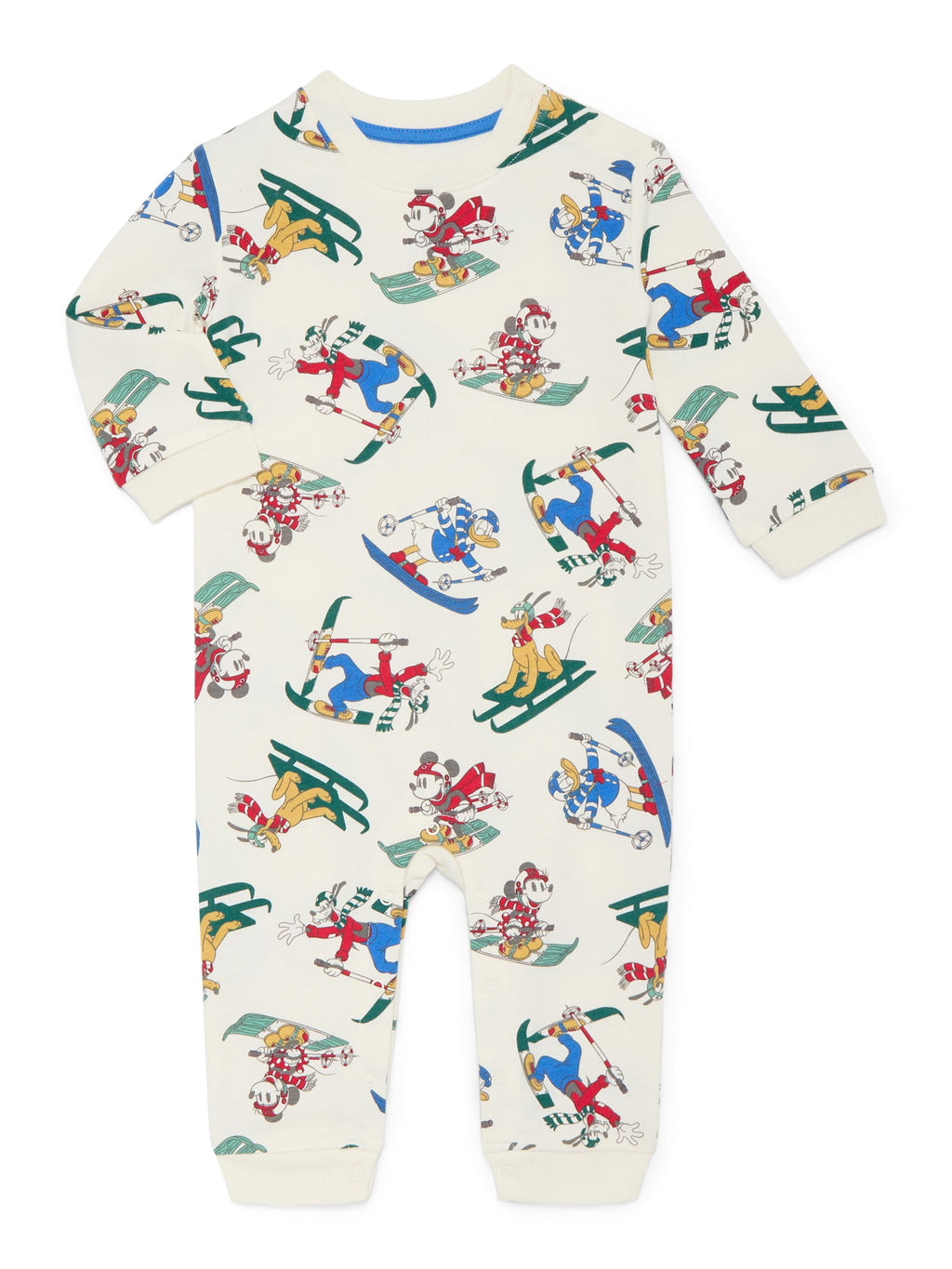 Mickey and Friends Baby Allover Print Romper with Long Sleeves, Sizes 0/3M-24M