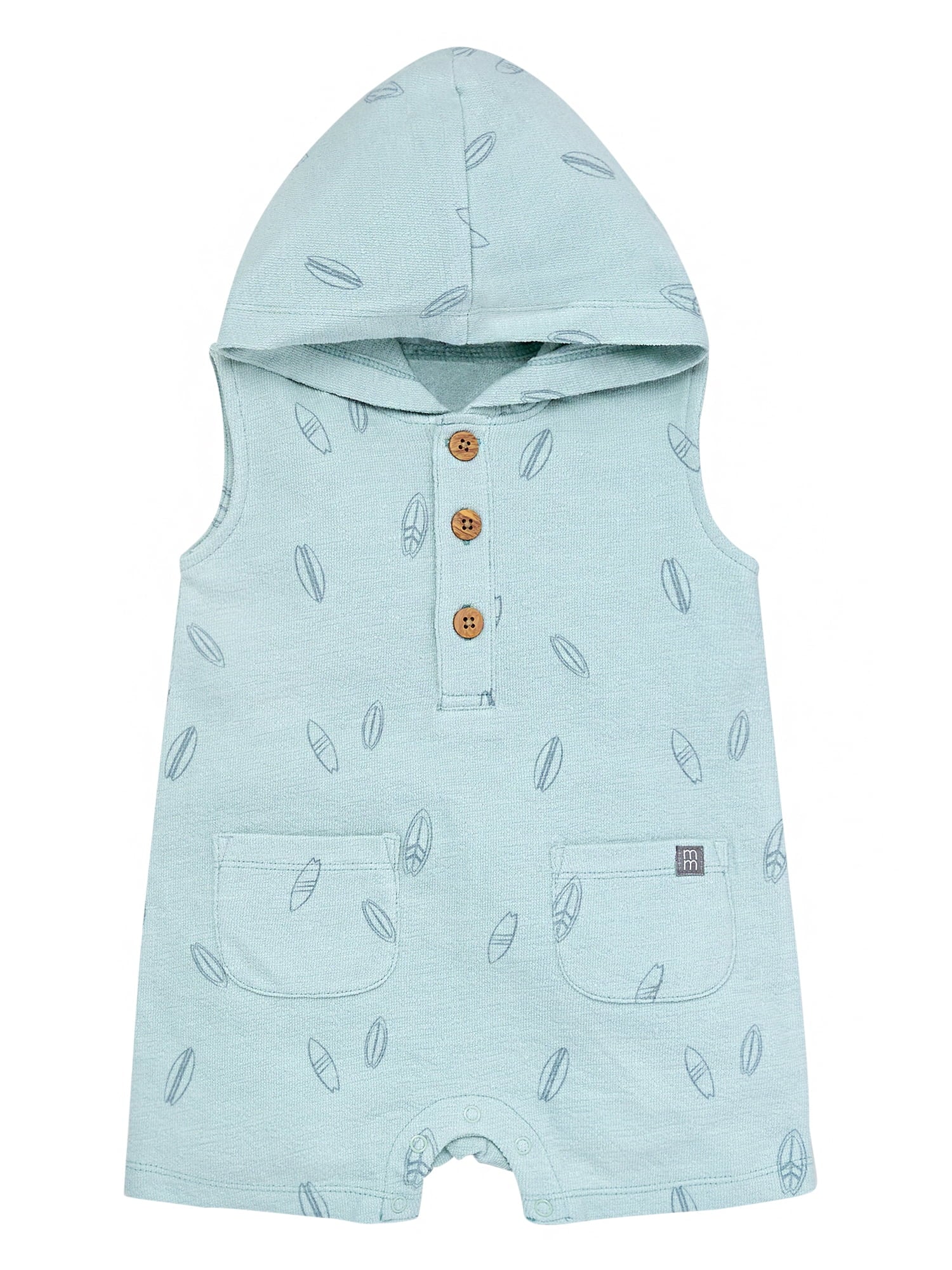 Modern Moments by Gerber Baby Boy Cotton Hooded Sleeveless Romper, Sizes 0/3 Months - 24 Months