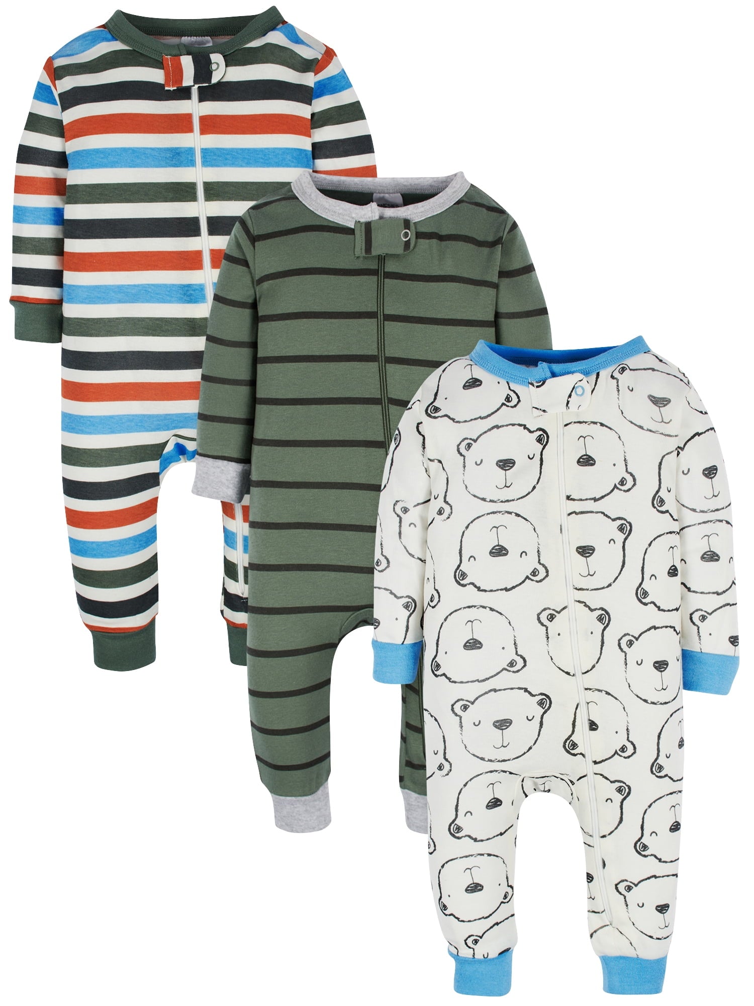 Onesies Brand Gender Neutral Footless Unionsuits, 3-Pack, Sizes 0/3 Months - 5T
