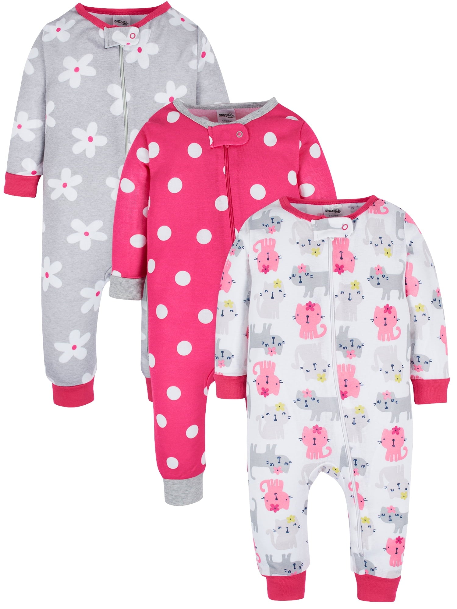 Onesies Brand Gender Neutral Footless Unionsuits, 3-Pack, Sizes 0/3 Months - 5T
