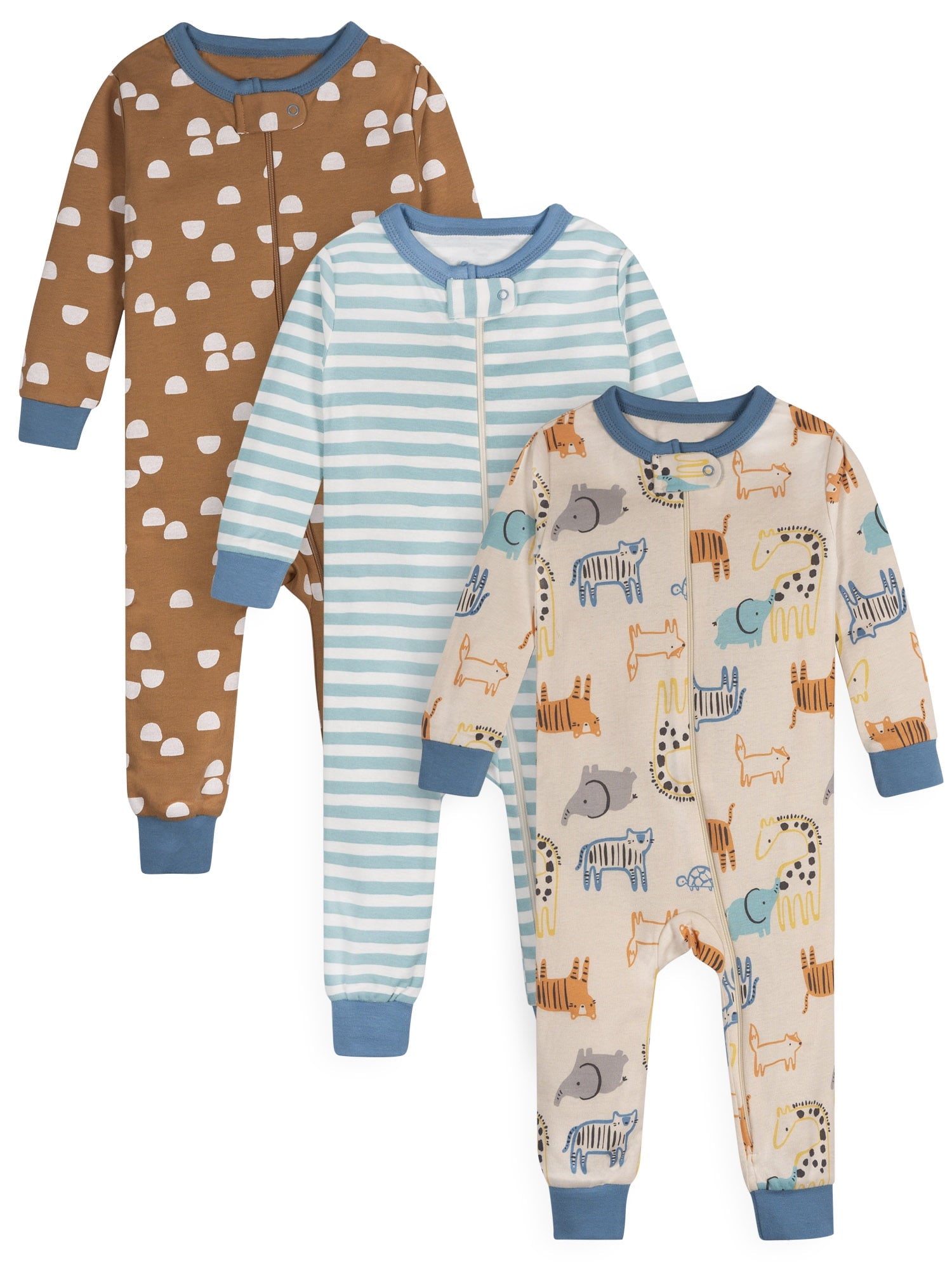 Onesies Brand Gender Neutral Footless Unionsuits, 3-Pack, Sizes 0/3 Months - 5T