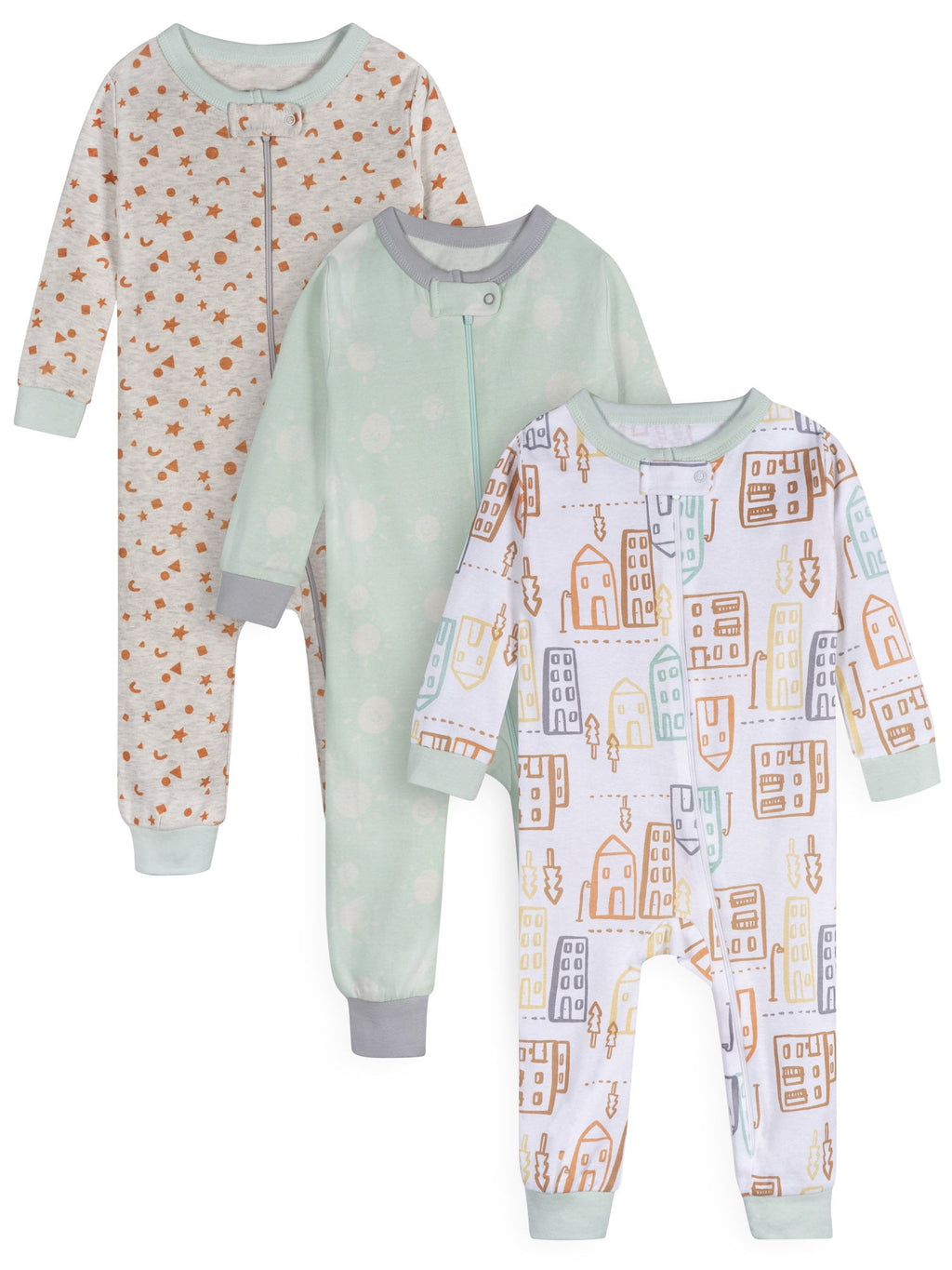 Onesies Brand Gender Neutral Footless Unionsuits, 3-Pack, Sizes 0/3 Months - 5T