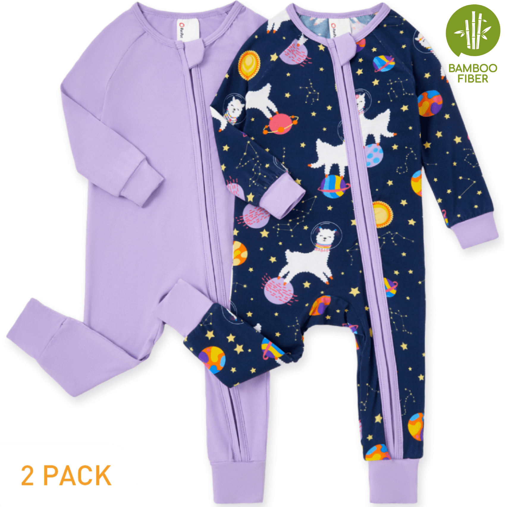 PatPat Baby Girl Clothes Unisex Viscose from Bamboo Footless Zip Sleepwear Long Sleeve Snug Fit Baby Pajamas for Newborn Infant Boys Girls Baby Gifts Sleeper 2Pack,0-3 Months