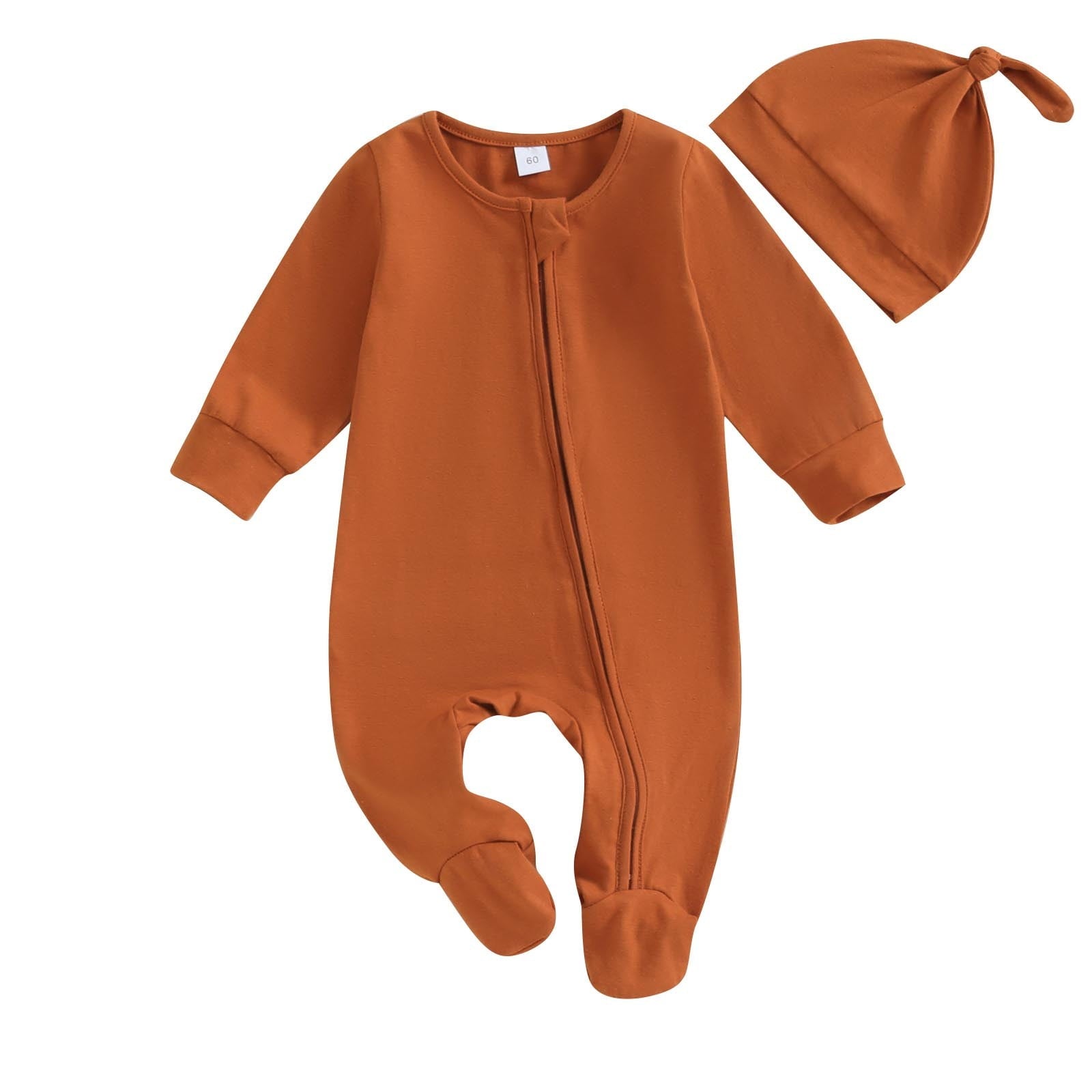 SHTXOZHI Infant Baby Boys Girls Footies Newborn Long Sleeve Zipper Footed Romper with Hat