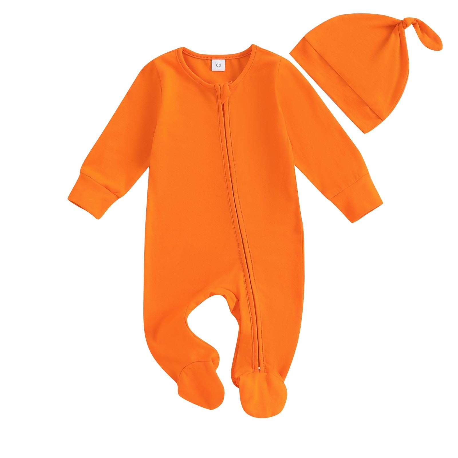 SHTXOZHI Infant Baby Boys Girls Footies Newborn Long Sleeve Zipper Footed Romper with Hat