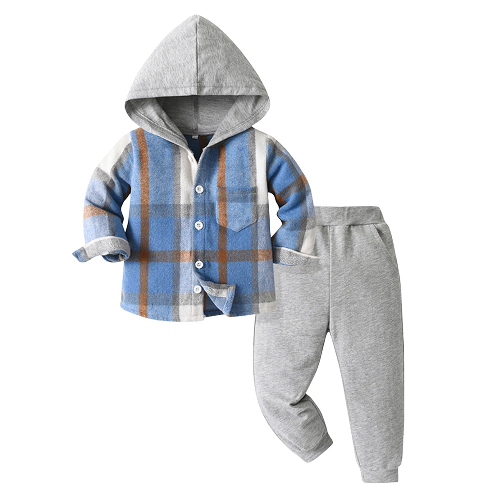 Staki Kids Sweatsuit Boys Clothes Boy Outfits 2-Piece Long Sleeve Hoodie and Camouflage Pants Boys Fall Winter Clothes(Brown,3 Years)