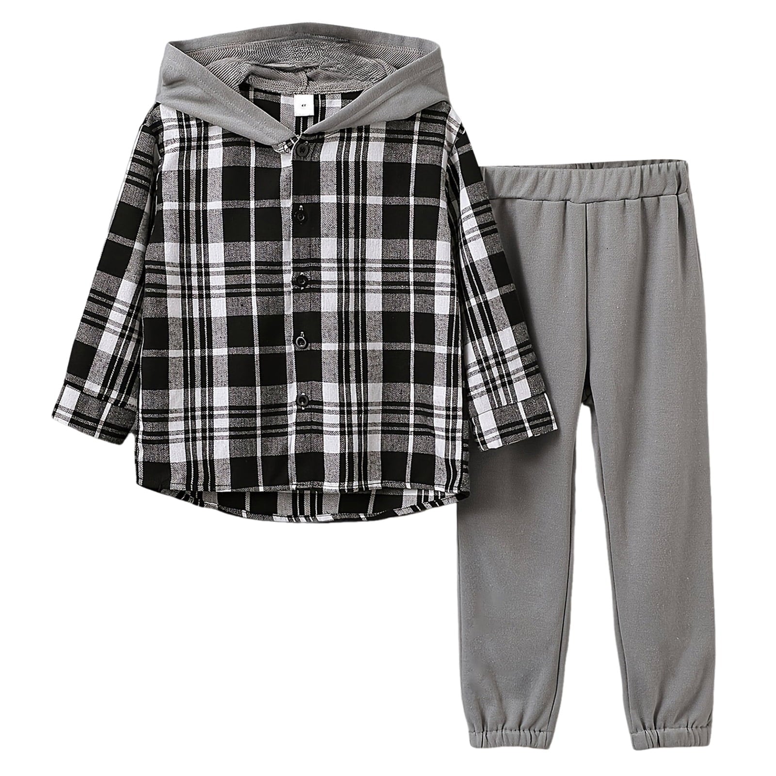 Staki Kids Sweatsuit Boys Clothes Boy Outfits 2-Piece Long Sleeve Hoodie and Camouflage Pants Boys Fall Winter Clothes(Brown,3 Years)