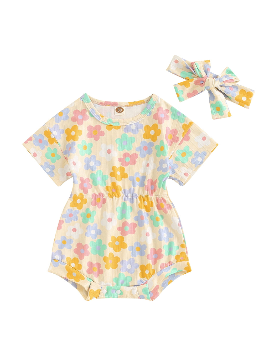 Suealasg Baby Girl 2Pcs Summer Outfits Short Sleeve Cherry Print Romper +Headband Set 3 6 9 12 18 Months Infant Newborn Girl Clothes