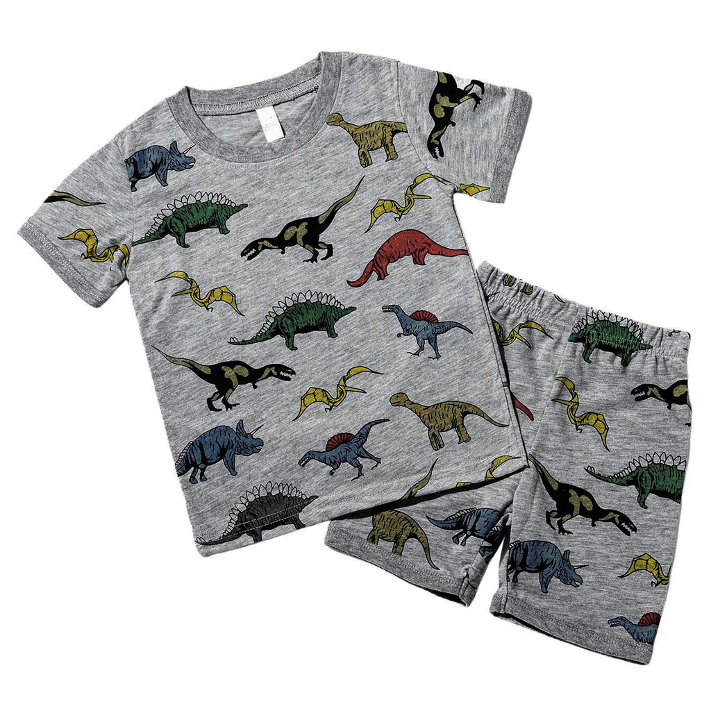 TOWED22 Toddler Boy Shorts Set - 2 Piece Short Sleeve Graphic Tees and Stretch Shorts for Boys - Toddler Summer Clothes(Grey,4-5 Y)