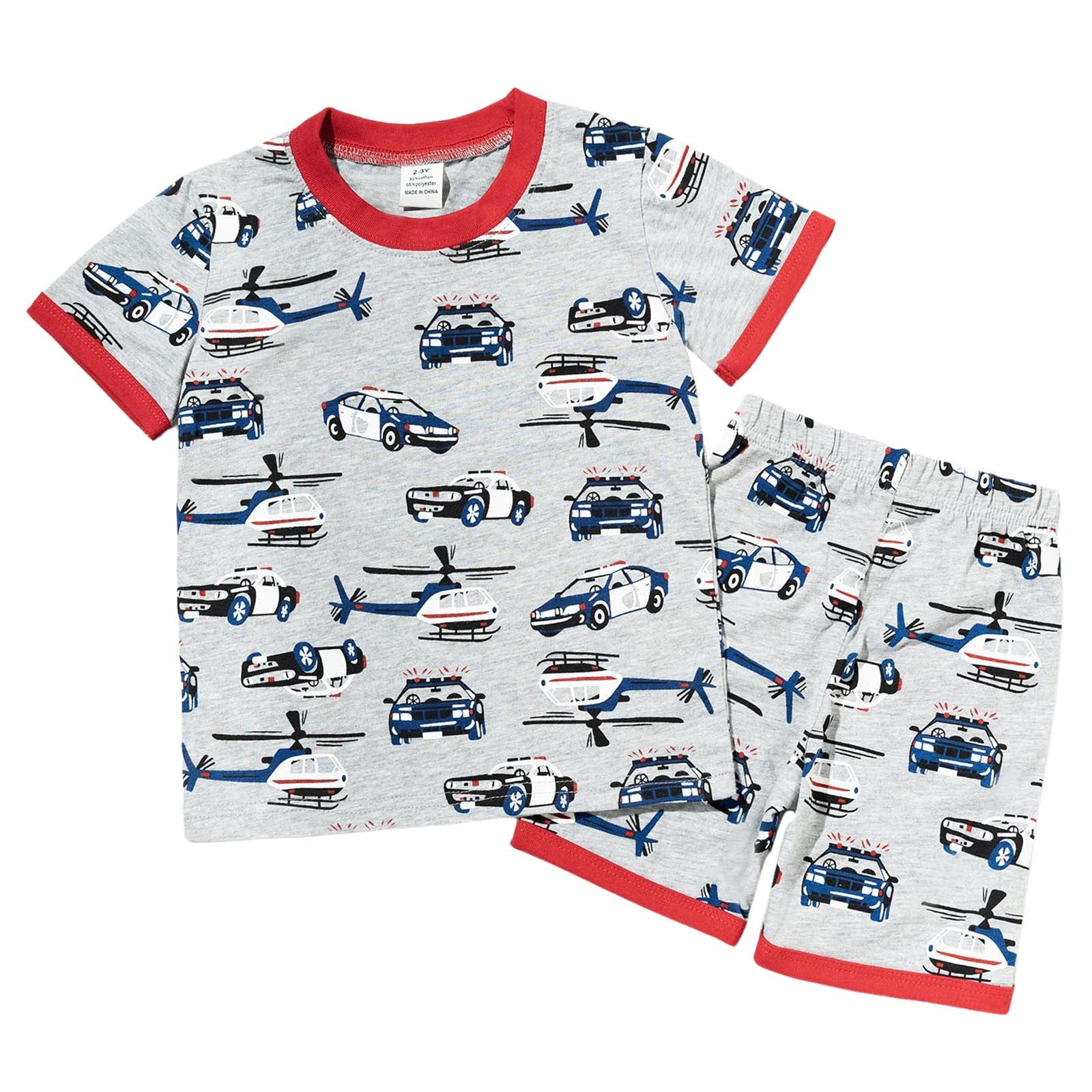 TOWED22 Toddler Boy Shorts Set - 2 Piece Short Sleeve Graphic Tees and Stretch Shorts for Boys - Toddler Summer Clothes(Grey,4-5 Y)