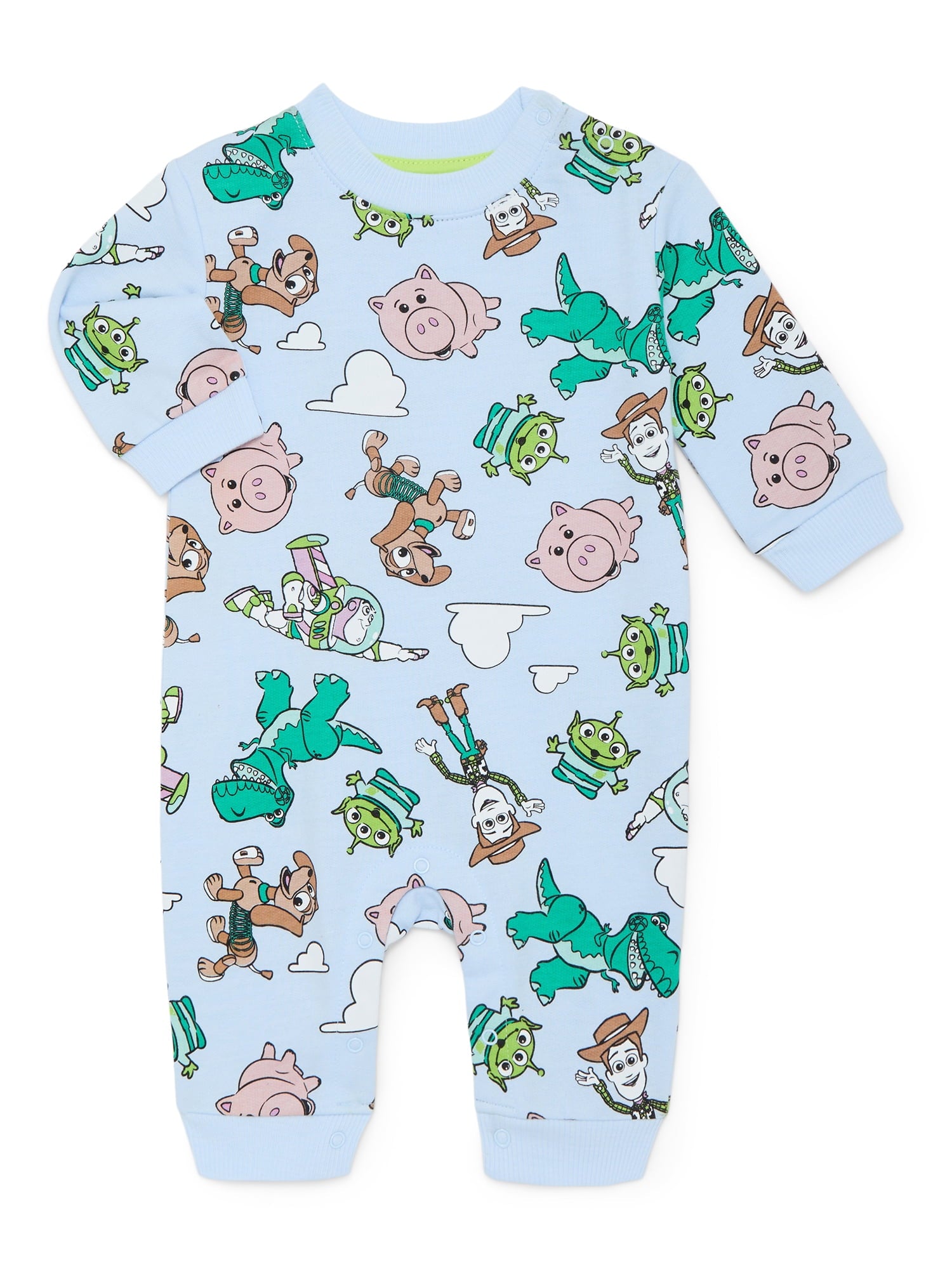 Mickey and Friends Baby Allover Print Romper with Long Sleeves, Sizes 0/3M-24M