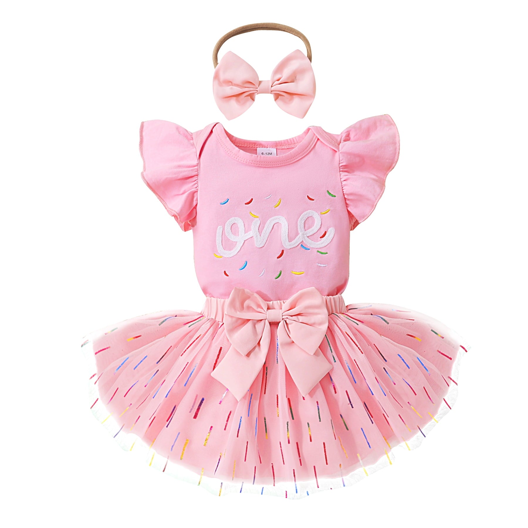 Younger Tree Baby Girl My First Birthday Dress Outfit Cute Short Sleeve Top Pink Princess Tutu Skirt Set for 12-18 Months