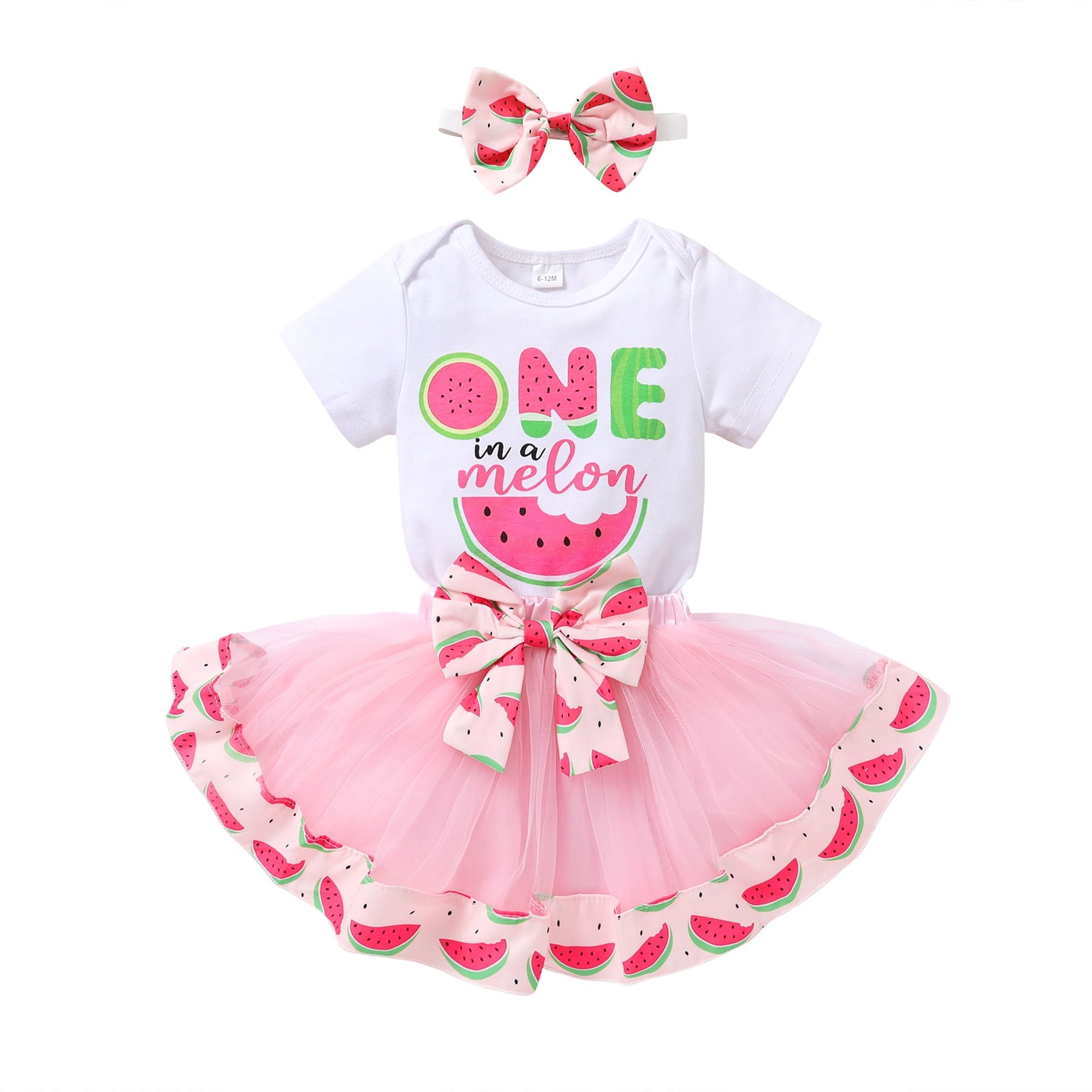 Younger Tree Baby Girl My First Birthday Dress Outfit Cute Short Sleeve Top Pink Princess Tutu Skirt Set for 12-18 Months