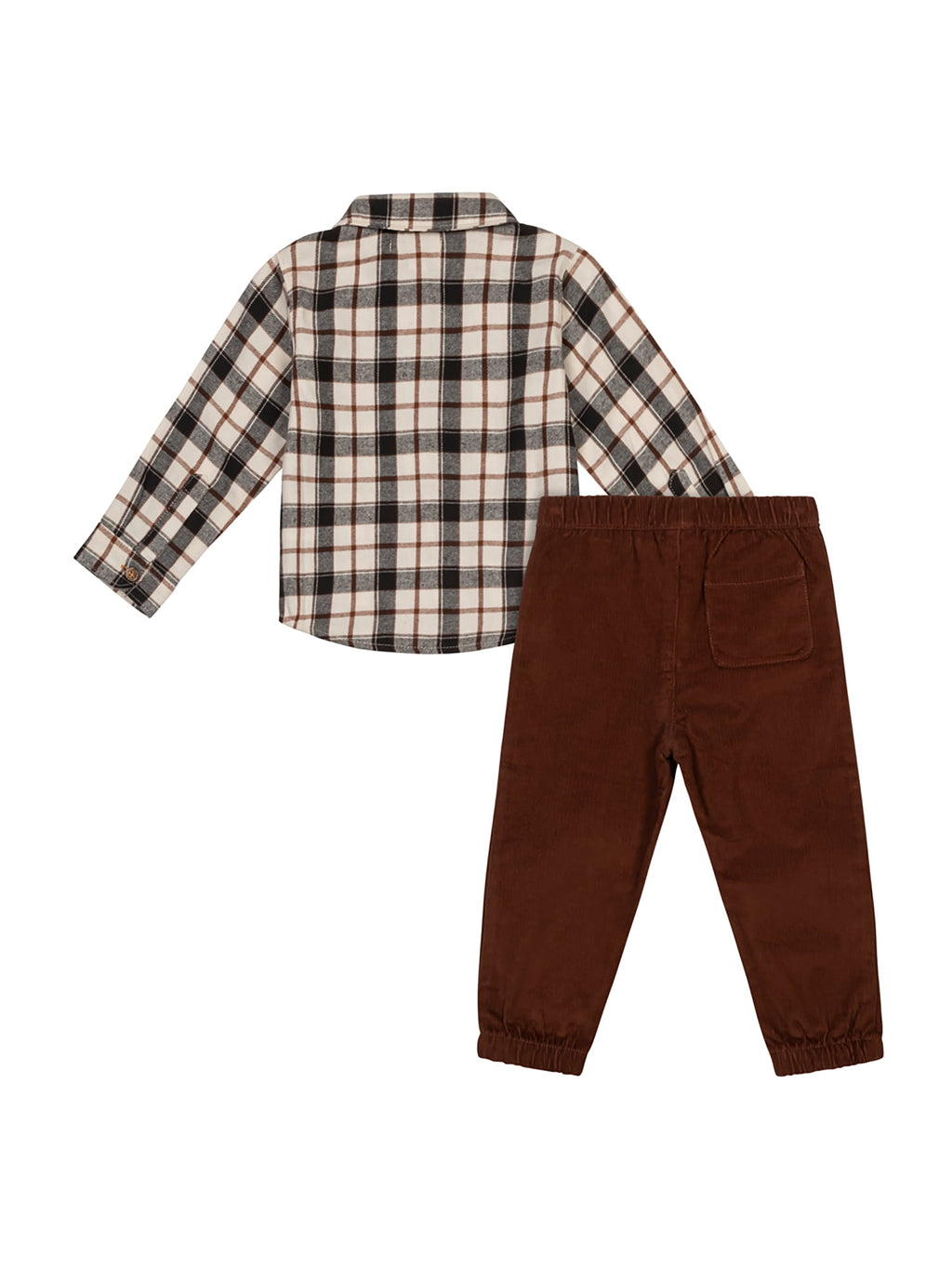 Wonderluxe Baby Boys' Long Sleeve Flannel Shirt and Pant, 2-Piece Set, Sizes 0-3M-24M