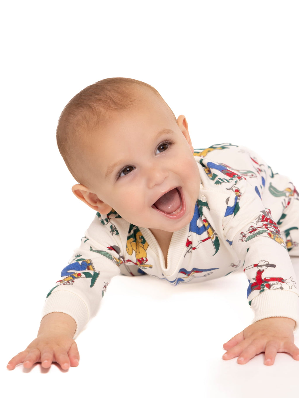 Mickey and Friends Baby Allover Print Romper with Long Sleeves, Sizes 0/3M-24M