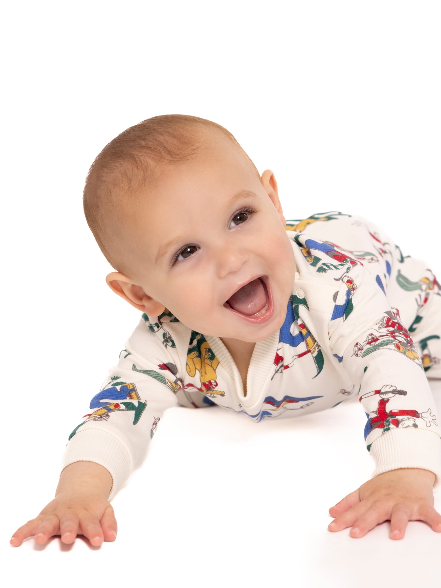 Mickey and Friends Baby Allover Print Romper with Long Sleeves, Sizes 0/3M-24M